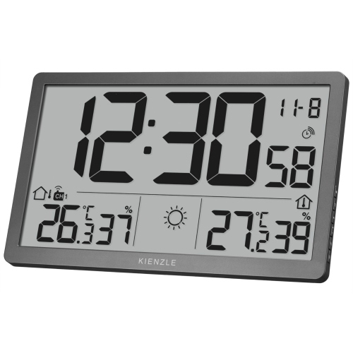 KIENZLE Jumbo NEO LCD  Weather Wall Clock grey