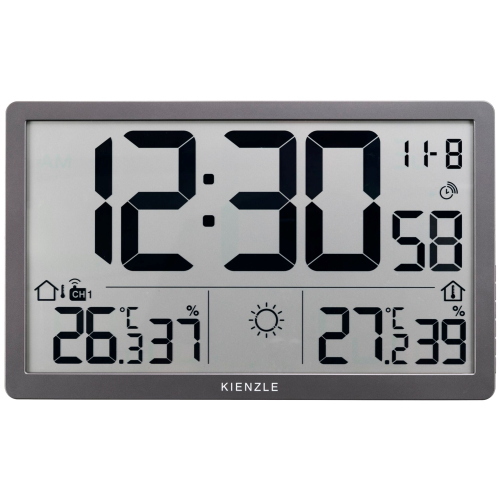 KIENZLE Jumbo NEO LCD  Weather Wall Clock grey