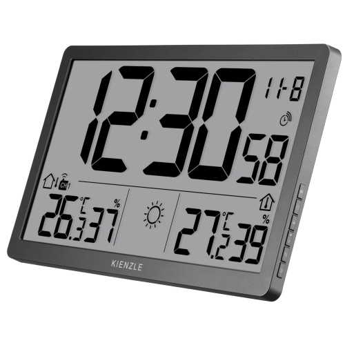KIENZLE Jumbo NEO LCD  Weather Wall Clock grey