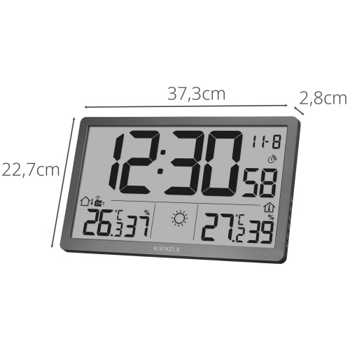 KIENZLE Jumbo NEO LCD  Weather Wall Clock grey