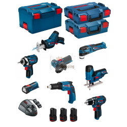 Bosch Professional BMK8-28AD3 kit 12 V con 8 utensili, 3 batterie 2,0 Ah e L-BOXX