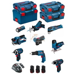 Bosch Professional BMK9-28CD3 kit 12 V con 9 utensili, 3 batterie 2,0 Ah e 4 L-BOXX