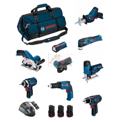 Bosch Professional BMKB9-28AD3 kit 12 V con 9 utensili, 3 batterie 2,0 Ah e borsa HDBAG