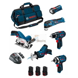 Bosch Professional BMKB6-28AD3 kit 12 V con 6 utensili, 3 batterie 2,0 Ah e borsa HDBAG