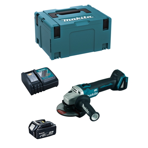 Makita DGA504RTJ1 smerigliatrice angolare LXT 18 V brushless 125 mm, 1 batteria 5 Ah e MAKPAC 3