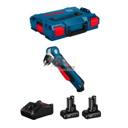 Bosch Professional GWB 12V-10 GWB12V-102bat6a-40 trapano angolare a 5 posizioni, 2 batterie 6 Ah e L-BOXX 102