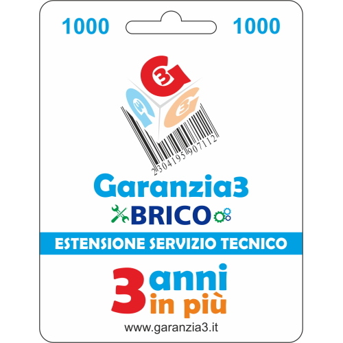 Garanzia3 BRICO 1000 G3BPDIT1000 estensione del servizio tecnico 3 anni, massimale 1.000 euro