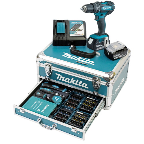 Makita DHP482RFX9 trapano avvitatore a percussione LXT 18 V con 2 batterie da 3 Ah e valigetta con accessori
