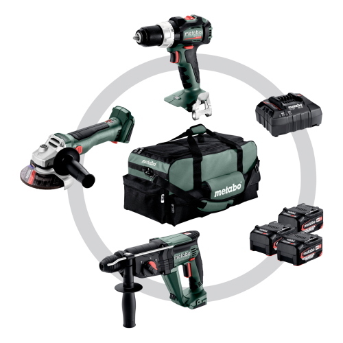Metabo Combo Set 3.1 685212000 kit 18 V con 3 utensili, 3 batterie da 5,2 Ah e ASC 72