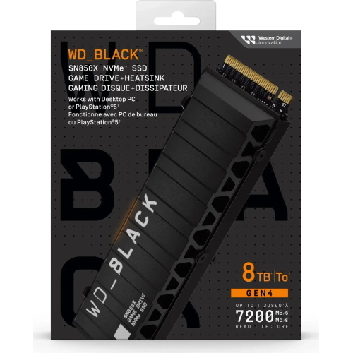 WD_BLACK SN850X WDS800T2XHE-00CDD0 SSD NVMe PCIe 4.0 da 8 TB con dissipatore