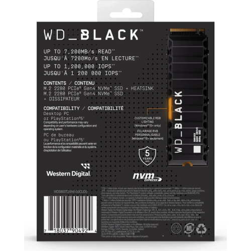 WD_BLACK SN850X WDS800T2XHE-00CDD0 SSD NVMe PCIe 4.0 da 8 TB con dissipatore