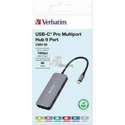 Verbatim CMH-09 32152 hub USB-C Pro 9 porte HDMI 4K Gigabit Ethernet SD microSD