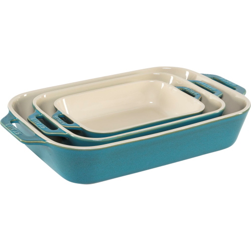 Staub Ceramique 40508-172-0 set 3 pirofile rettangolari turchese antico