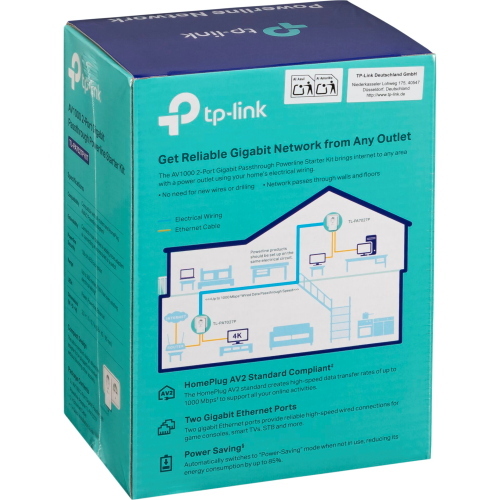 TP-Link TL-PA7027P KIT powerline AV1000 2 adattatori con 2 porte Gigabit ciascuno