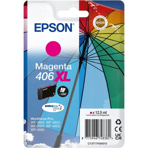 Epson 406XL C13T17H34010 cartuccia originale magenta, 1.200 pagine