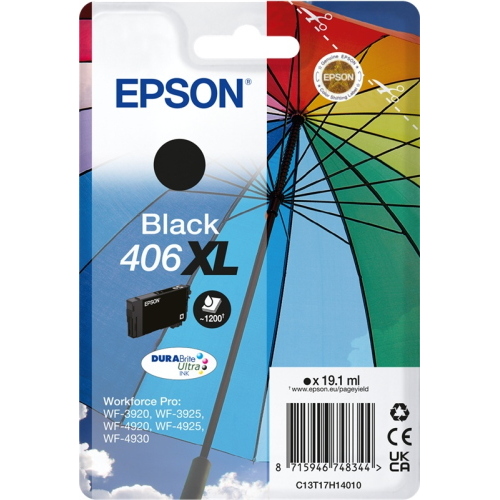 Epson 406XL C13T17H14010 cartuccia originale nera, 1.200 pagine