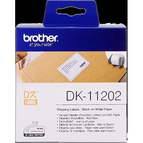 ORIGINALE Brother Etichette Nero su bianco DK-11202 etichette di spedizione, 62x100mm bianco 300 et./ruolo mod.  DK-11202  EAN 4977766628143