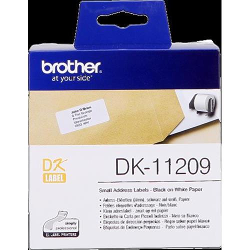 ORIGINALE Brother Etichette Nero su bianco DK-11209 etichette in carta per indirizzi, 29x62 mm bianco 800 et./ruolo mod.  DK-11209  EAN 4977766628136