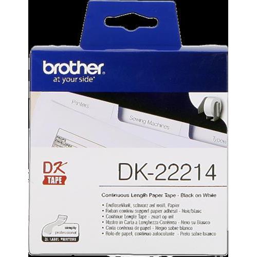 ORIGINALE Brother Etichette Nero su bianco DK-22214 etichetta a lunghezza continua, 12 mm bianco 30,48 m mod.  DK-22214  EAN 4977766628525