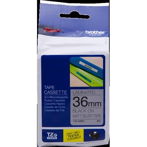 ORIGINALE Brother Nastro Nero su argento TZe-M961 TZ-M961 36 mm x 8 m, laminato mod.  TZe-M961 TZ-M961 EAN 4977766692908