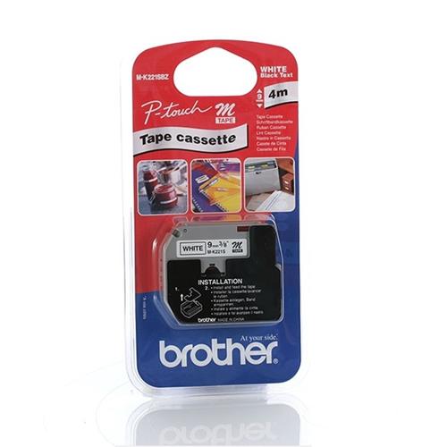 ORIGINALE Brother Nastro Nero su bianco M-K221SBZ M-K221S 9 mm x 4 m, non laminato mod.  M-K221SBZ M-K221S EAN 4977766624862