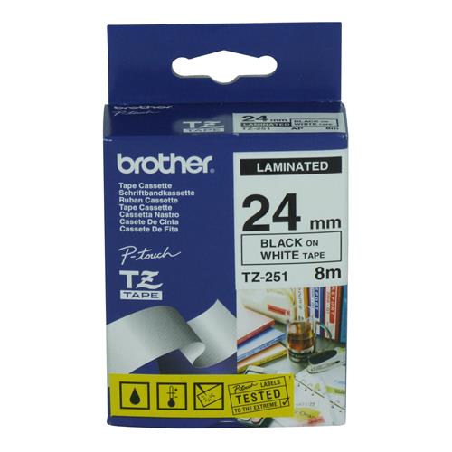 ORIGINALE Brother Nastro Nero su bianco TZe-251 TZ-251 24 mm x 8 m, laminato mod.  TZe-251 TZ-251 EAN 4977766685412