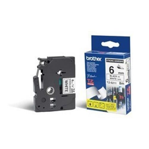 ORIGINALE Brother Nastro Nero su bianco TZe-S211 TZ-S211 6 mm x 8 m, laminato, adesivo extra forte mod.  TZe-S211 TZ-S211 EAN 4977766693028