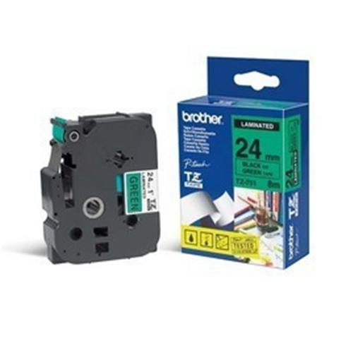 ORIGINALE Brother Nastro Nero su verde TZe-751 TZ-751 24 mm x 8 m, laminato mod.  TZe-751 TZ-751 EAN 4977766692434