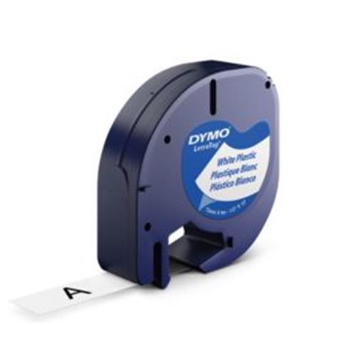 ORIGINALE DYMO Nastro Nero su bianco S0721660 91221 LetraTAG banda di materiale sintentico, 12mm x 4m mod.  S0721660 91221 EAN 5411313912211